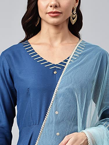 Image of ANNI DESIGNER Women's Cotton Blend Kurta with Dupatta