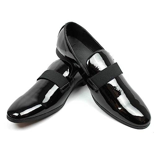 New Men's Black Patent Leather Tuxedo Slip on Dress Shoes by Azar4