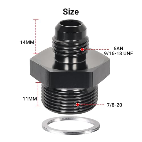 EVIL ENERGY 6AN Male Flare to 7/8-20 Male Carb Carburetor Fuel Inlet Fitting Adapter Aluminum Black by EVIL ENERGY - Image 2
