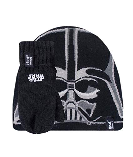 HEAT HOLDERS - Niño Invierno Forro Polar Gorro y Guantes Manoplas (3-6 años, Darth Vader)