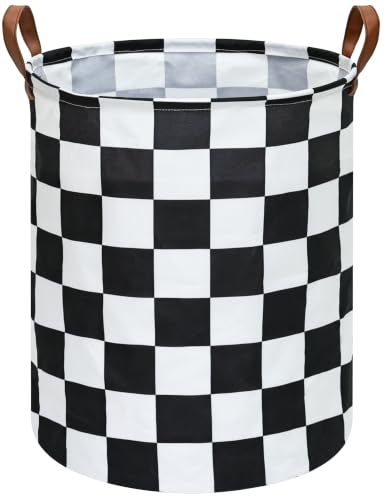 Image of MAIZMZ Checkered Flag Canvas Storage Basket 63L Waterproof Laundry Hamper with Handles, Collapsible Racing Themed Organizer Bin for Boys Bedroom, Toys, Clothes, Gift Giving