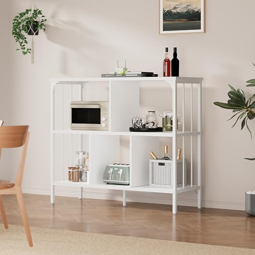 IBF オープンラック 収納 ラック 本棚 オープンシェルフ 棚 おしゃれ リビング 飾り棚 シェルフ 木製 3段 5マス 整理棚 たな 省スペース 多用途 在宅 シンプル レコードプレーヤースタンド 幅80×奥行35×高さ77cm（ホワイト）