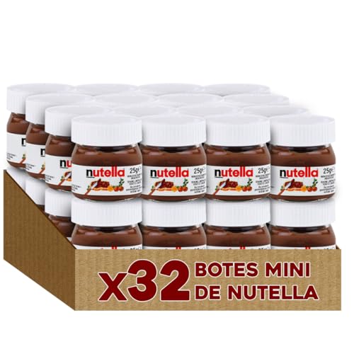 Crema de Cacao con Avellanas | Pack Mini Tarritos 25 gr | Crema de Cacao y Avellanas | Caja de Tarritos Individuales perfectos para Hosteleria, Eventos o Repostería (32 Tarritos 25gr)