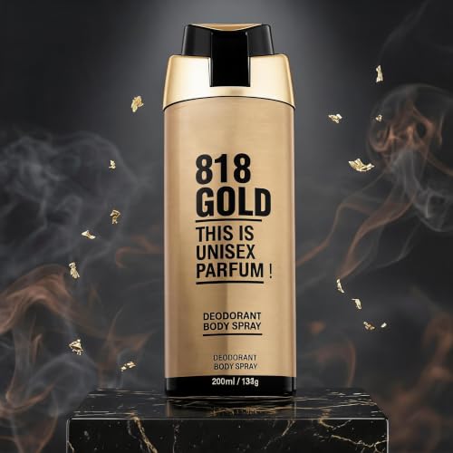 Image of HP 818 Gold Deodorant for Men, 200 ml | Luxurious, Rich - Amber scent eau de parfum | Long-lasting Men's perfume | Best for Special Occasions Gift For Brother | Gift For Friends