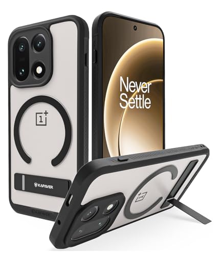 Image of KAPAVER Mag-X Sandstone Back Cover Case Compatible with MagSafe, Magnetic Case for OnePlus 15 (Mag-X Kickstand-Black)