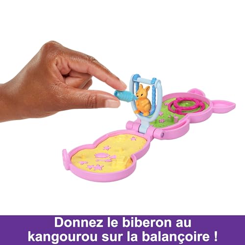 Polly Pocket Mini-Univers Coffret Famille Kangourous À Poche 2 en 1 avec 2 Mini-Figurines Et Accessoires, Jouets De Voyage, Jouet Enfant, Dès 4 Ans, HKV50