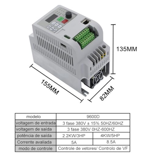 NFlixin Inversor de Frequência, AC 380V 4KW 16A Conversor de Frequência do Inversor VFD para Regulaç