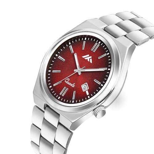 Image of PAPIO Men's Quartz Analogue Watch, Silver Stainless Steel Band, Round Dial with Date Display