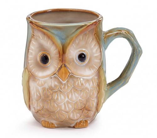 burton + BURTON Blue/Green Wise Owl Mug, 12oz Textured...