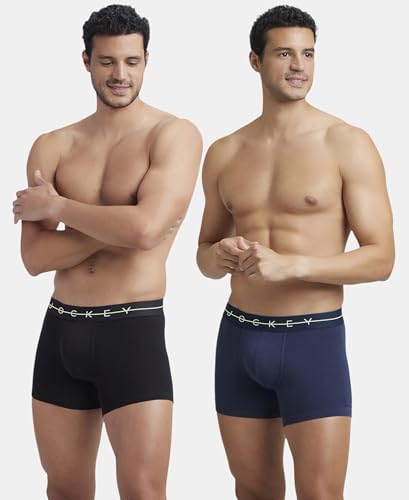 Image of Jockey NY16 Men Super Combed Cotton Elastane Stretch Solid Trunk with Ultrasoft Waistband (Pack of 2)
