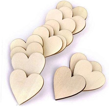 WedDecor 100pcs Wooden Heart 4cm Plain Decorative Slice Embellishments for Arts & Craft, Wedding, Christmas, Card Making, Home Décor, Scrapbooking, DIY Projects