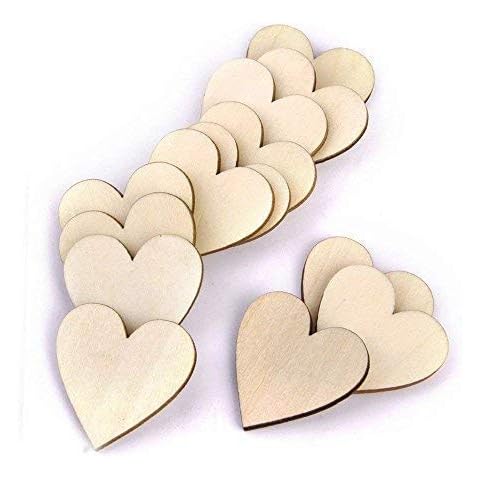 WedDecor 100pcs Wooden Heart 4cm Plain Decorative Slice Embellishments for Arts & Craft, Wedding, Christmas, Card Making, Home Décor, Scrapbooking, DIY Projects Cover