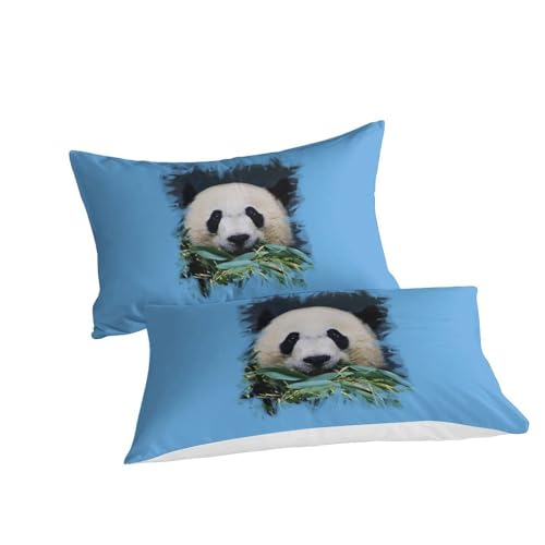 Housse de couette panda 3D 200x200 cm avec taies d'oreiller en microfibre pour lit double - 6
