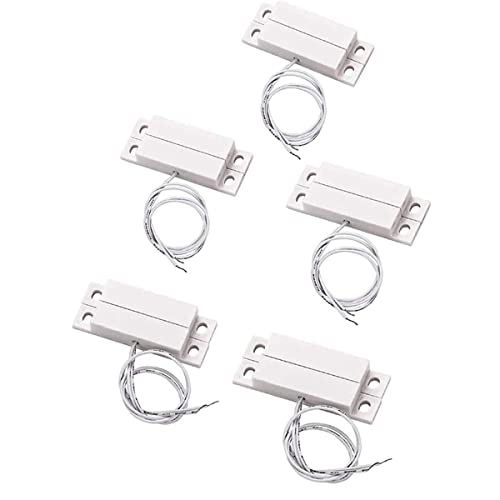 Image of MC-32 NC Surface Mount Wired Security Window Door Contact Sensor Alarm Magnetic Reed Switch, for Home Security and Burglar Alarm Systems, Sets of 5, White