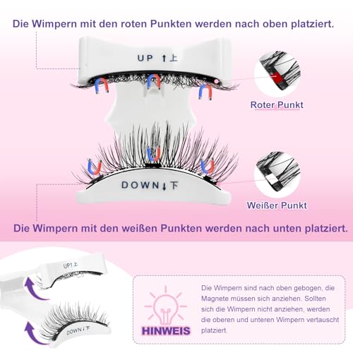 Crislashes Magnetische-Wimpern Set mit Applikator, Kein Kleber erforderlich Magnetische Wimpern Einfach anzubringen und zu entfernen, Magnet-Wimpern Wiederverwendbar und natürlicher Look (08 Set-A)