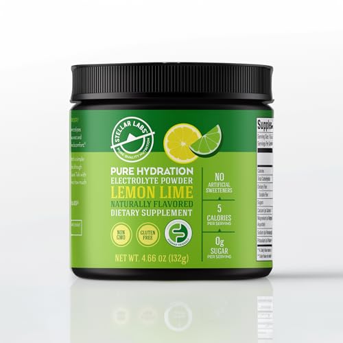 Stellar Labs Electrolyte Powder No Sugar | Low FODMAP Hydration Multiplier Powdered Drink Mix | Keto Friendly, Sugar Free, Non-GMO, Gluten Free Dehydration Relief | Lemon Lime, 30 Servings Stellar Labs Electrolyte Powder No Sugar | Low FODMAP Hydration Multiplier Powdered Drink Mix | Keto Friendly, Sugar Free, Non-GMO, Gluten Free Dehydration Relief | Lemon Lime, 30 Servings