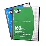 Hilroy Neatbook Wireless Notebook, 8.5" x 11", Quad Ruled, 4/1 inch and 5/1 inch pages, 3-Hole Punched, 160 Perforated Pages/80-Sheets, 1 Neatbook, Colour May Vary (05664)