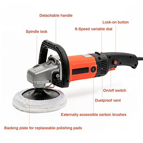 1600W Buffer Polisher, 6 Speed Variable Rotary Buffer Polisher Waxer, Powerful Car Polisher For Car Floor Tile Metal And Wood #TOP3
