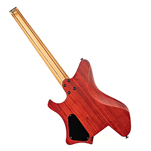 Eart Headless Electric Guitar Gw2 Fixed Bridge For 6 String Travel Guitar For Travel And Performance Right, Stainless Steel Frets,Black #TOP1