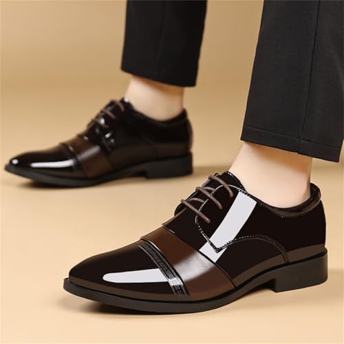 Men's Vintage High Gloss Patent Leather Oxfords Formal Business Lace up Tuxedo Dress Shoes3