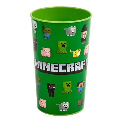 Minecraft 3 Piece Dinner Set with one dinner plate, Soup bowl & Tumbler BPA-free & Reusable Plastic Dinner Set and Dishwasher Safe for fan & Collector Officially Merchandise