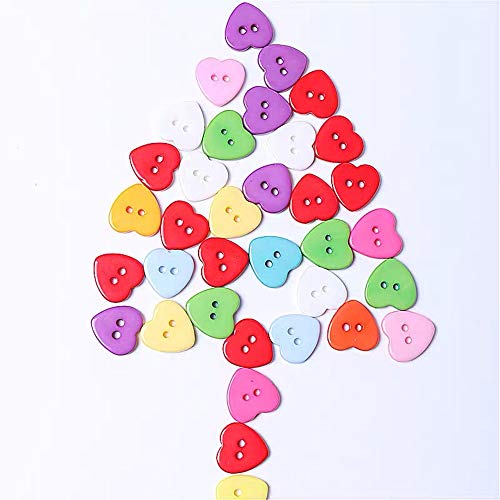 Meetppy 200Pcs 14Mm Heart Shaped Multicolor 2 Holes Plastic Sewing Buttons For Sewing Scrapbooking Knitting #TOP2
