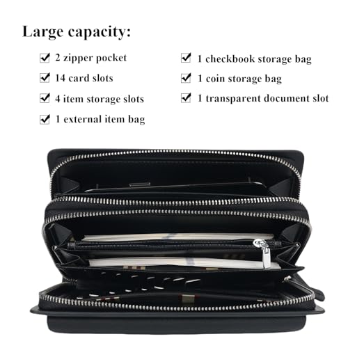 Leather Men Clutch Purse Bag Wallet Card Holder Business 2 Zipper4