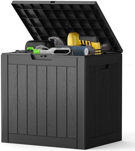 NEWBULIG 31 Gallon Outdoor Storage Box, Waterproof Deck Box with ...