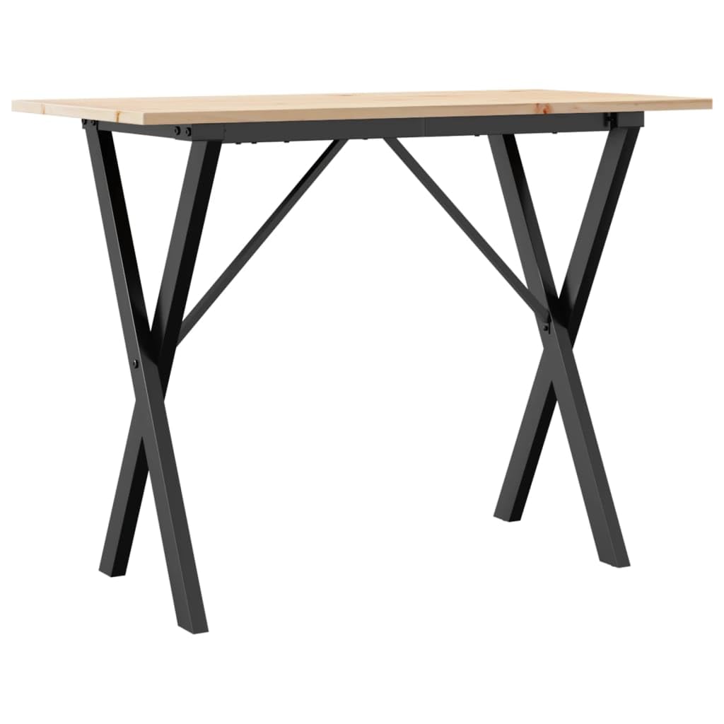 Table à manger X en pin massif et acier 100x50x75 cm