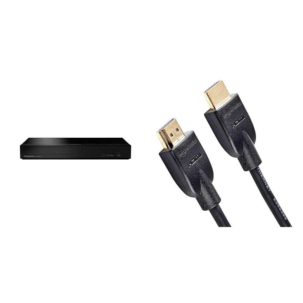 Panasonic DP-UB150EG-K Lettore Blu-ray Ultra HD 4K, HDR10+ HLG, Upscaling 4K & Amazon Basics Cavo Ultra HD HDMI 2.0 ad alta velocità, formati 3D supportati