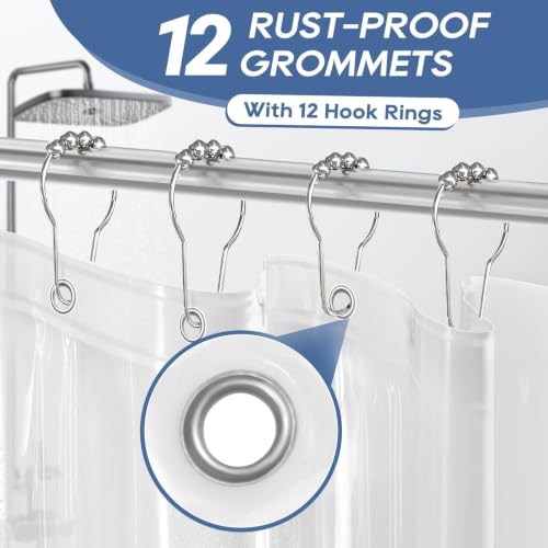 Image of downluxe Clear Shower Curtain Liner with Hooks, Plastic Shower Liner, 72 inch W x 84 inch L Lightweight Shower Curtains for Bathroom(12 Hooks, 1PC)