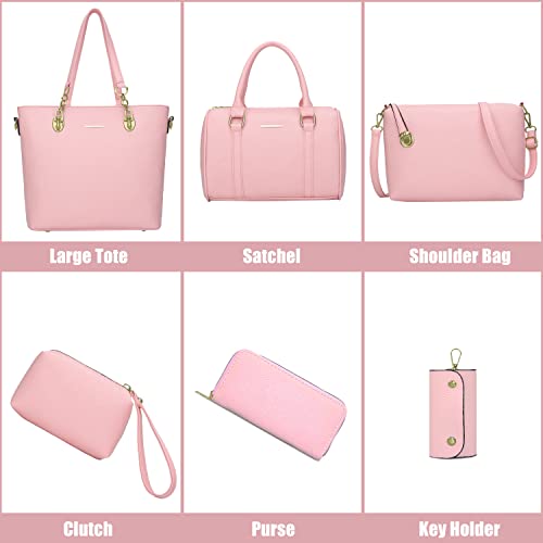 Image of OTMIPIML Purses and Handbags for Women Synthetic Leather Tote Crossbody Bags Satchel Purses Set 6pcs | Set