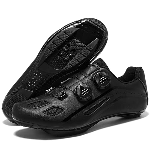 NGARY Zapatilla de Ciclismo Hombre Mujer, Zapatos Bicicleta de Montaña Exterior MTB Compatible con SPD Pedales de 2 Tornillos con Calas Unisex Adulto,Negro,36 EU