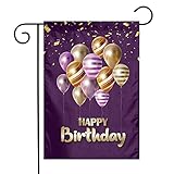 Happy Birthday Outdoor Garden Welcome Flag, Balloons Double Sided Vertical Garden Yard Flag Banner f