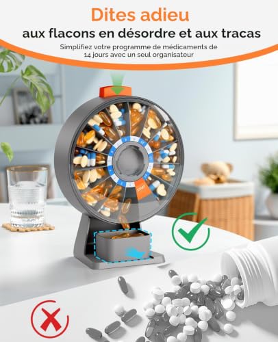 Pilulier quotidien grand format Daviky avec fixation murale