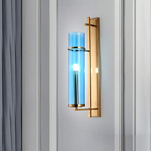 Luminaire de chevet bleu et or pour une chambre à coucher apaisante