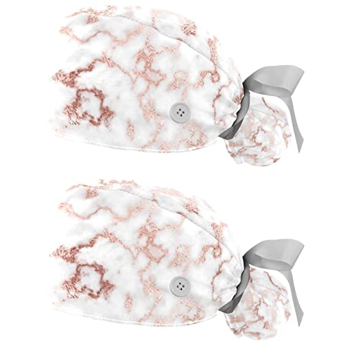 Chapeaux bouffants JDEZ texture marbre rouge | Lot de 2 casquettes de travail
