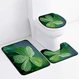 Badezimmermatte Minze Grüne Blätter Fußmatte 3 Teilig Badmatte rutschfeste Bath Mat Saugfähig Badezimmerteppich Wohnzimmer Badematte Langlebig Fusmatte Waschbar Badvorleger 45x75cm