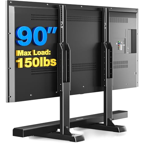Rfiver Table Top TV Stand with Height Adjustable TV Legs, TV Stands Base with Cable Management for Most 37 to 86 90 Inch Flat or Curved TVs, Steel TV Feet Holds up to 150 lbs, Max VESA 800x600mm