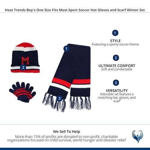 Image of Boy's One Size Fits Most Sport Soccer Hat Gloves and Scarf Winter Set