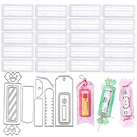 OTCRAFT 22 Stück/Set Groß große, transparente rechteckige Kuppeln und Etiketten, Süßigkeiten-Stanzformen-Set; selbstklebende Lippenbalsambeutel, Geldhalter für Bastelarbeiten, Geschenkkarten, Shaker,