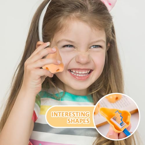 3 Bleistiftspitzer, Spitzer in Nasenform, Bleistiftspitzer für Kinder, Anspitzer, Lustige Schreibwaren, Bleistiftspitzer mit Einem Loch, Kompakt und Tragbar, Geeignet für Studenten, Kunststoff.