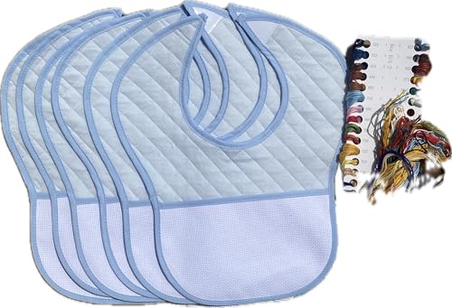 6pcs Blue Bib to Cross Stitch, 14ct, cotton big size thick material cotton blank bib cross stitch kit
