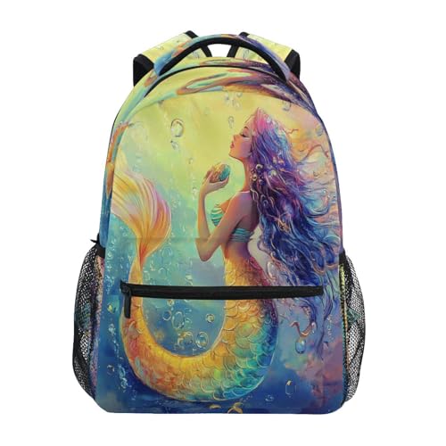 Dussdil Beautiful Cute Mermaid (7) Kids Backpack School Backpacks for Boys Girls 16 IN Book Back Pack Bag Casual Travel Daypack with Adjustable Shoulder Strap Zipper