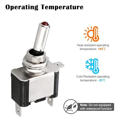 Interrupteur 12V 20A robuste avec levier de commande à LED verte - 7