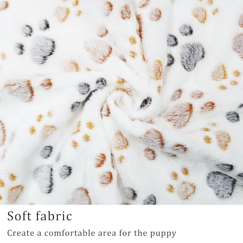 1 Pack 3 Blankets Super Soft Fluffy Premium Fleece Pet Blanket Flannel Paw Printed Throw for Dog Puppy Cat (Small 23x16'', Brown, Pink, White) - Image 7