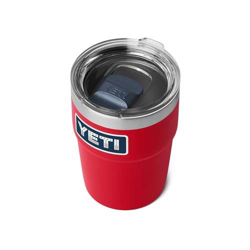 Image of YETI Rambler 16 oz Stackable Tumbler, Vacuum Insulated, Stainless Steel with MagSlider Lid, Red /Badge