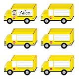 Whaline 48 Pcs Back to School Name Tag Stickers Self-Adhesive Nameplate Decal Yellow School Bus Blank Name Label for Bulletin Board Desk Office Classroom Wall Decor