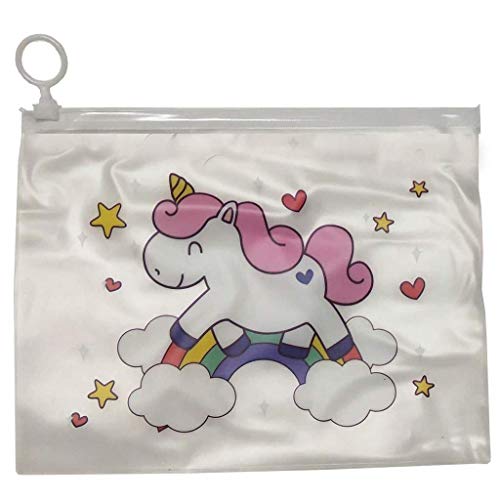 Image of Crackles Cute Unicorn Transparent Multi Reusable Pouches Pencil Pouch /Case for Kids | Assorted Design -Multi Color, Pack of 6 for Birthday Return Gifts