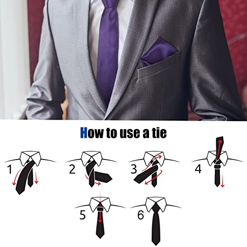 Image of Zhanmai 48 Pcs Men Solid Color Ties and Pocket Square Set Satin Necktie Business Handkerchief for Wedding Party